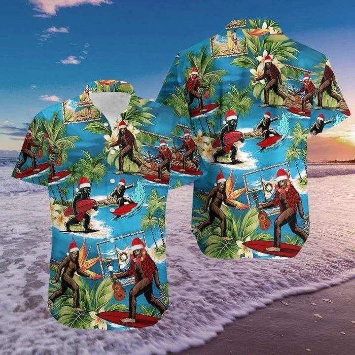 Awesome Christmas Santa Bigfoot Hawaiian Shirt