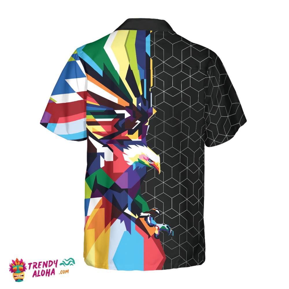 Awesome Colorful American Eagle Design Hawaiian Shirt