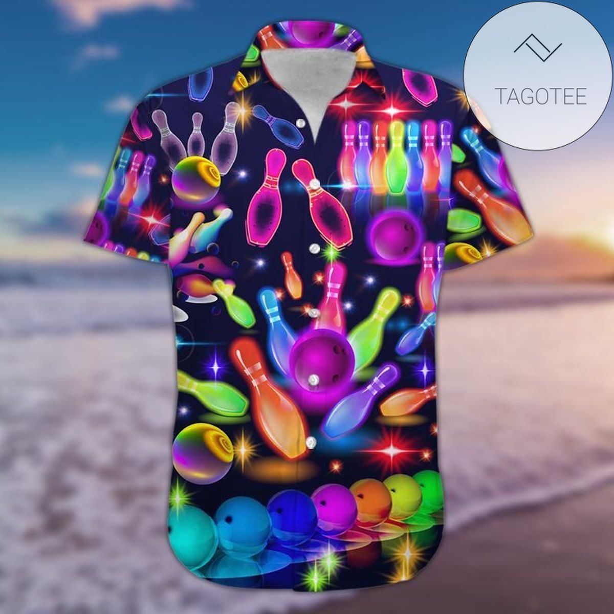 Awesome Colorful Bowling Neonlight Unisex Hawaiian Shirts