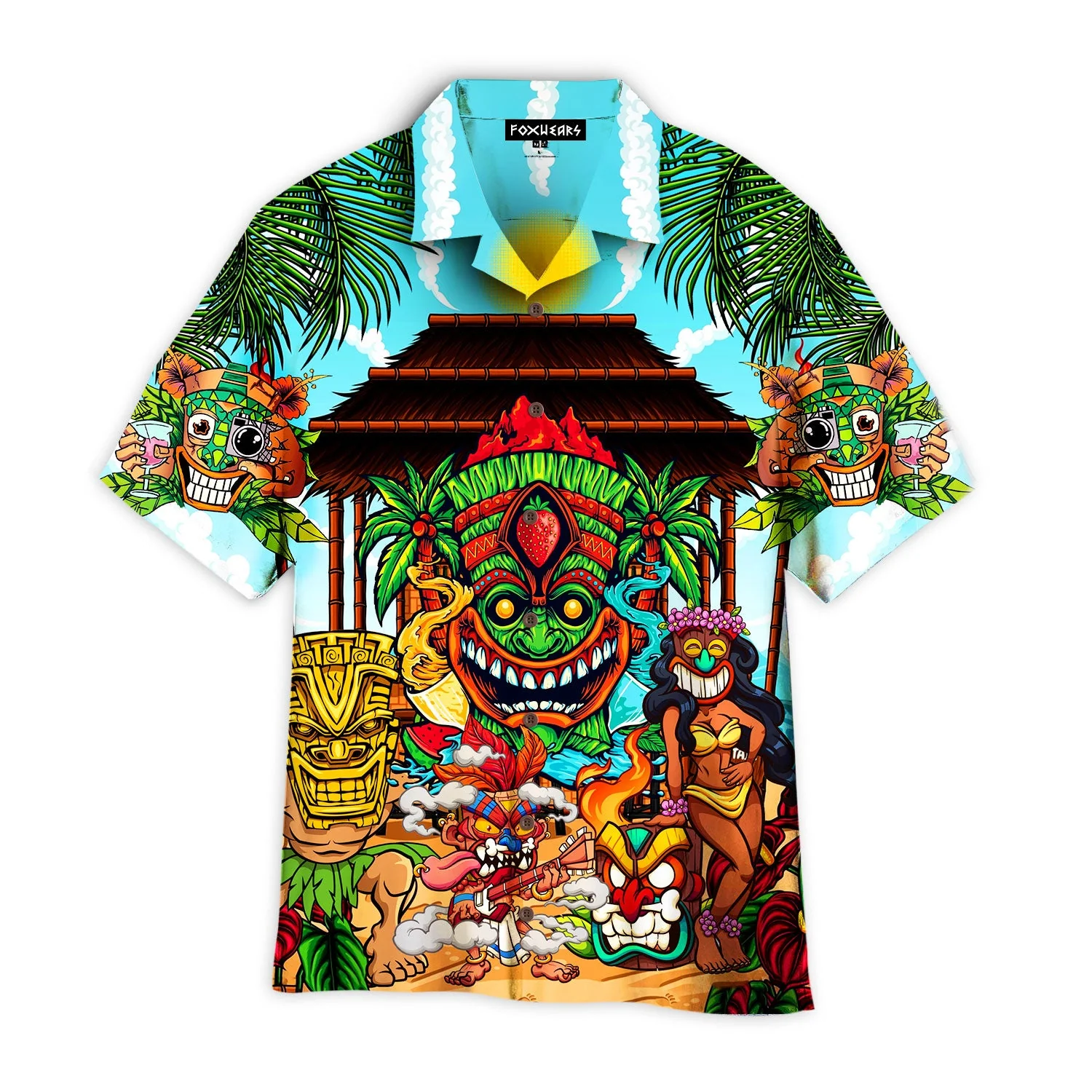 Awesome Colorful Tiki Bar Trendy Hawaiian Shirt Awesome Colorful Tiki Bar Trendy Hawaiian Shirt