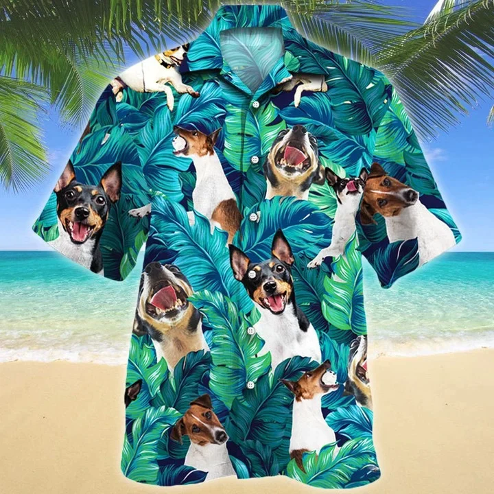 Awesome Gift For Toy Fox Terrier Dog Lovers Summer Beach Palm Tree Pattern Trendy Hawaiian Shirt