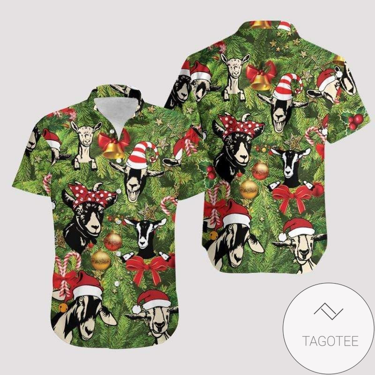 Awesome Goat Celebrating Christmas Design Hawaiian Shirt Elegance Style