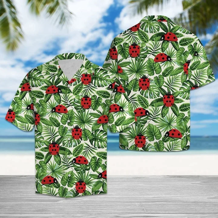 Awesome Ladybug With Different Plants Pattern Trendy Hawaiian Shirt