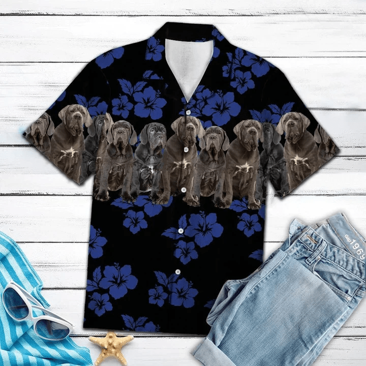 Awesome Neapolitan Mastiff Dog Group On Hibiscus Pattern Trendy Hawaiian Shirt