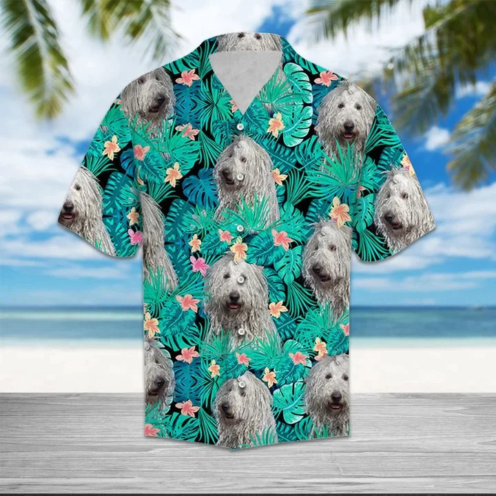 Awesome Watercolor Art Of Komondor Tropical Plant Trendy Hawaiian Shirt Awesome Watercolor Art Of Komondor Tropical Plant Trendy Hawaiian Shirt