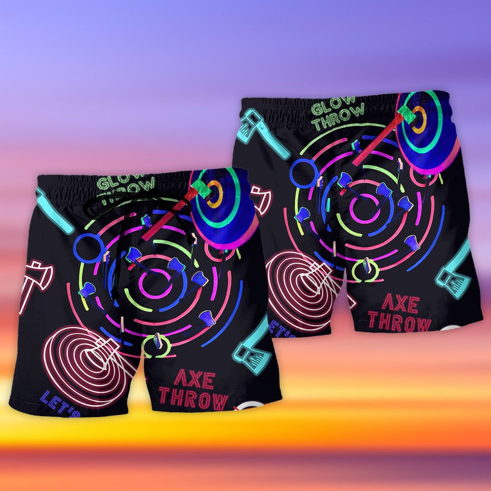 Axe Throwing Strong Neon Trendy Aloha Hawaiian Beach Shorts