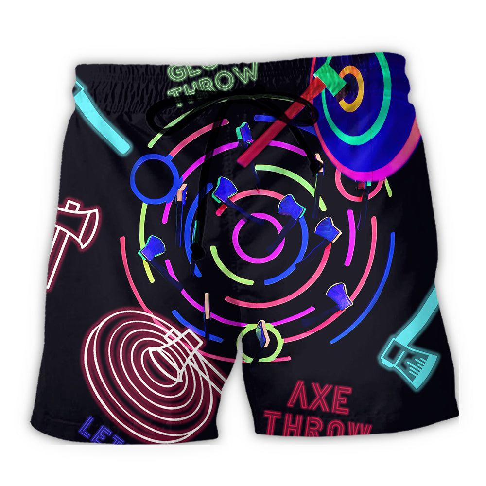 Axe Throwing Strong Neon Trendy Aloha Hawaiian Beach Shorts Axe Throwing Strong Neon Trendy Aloha Hawaiian Beach Shorts