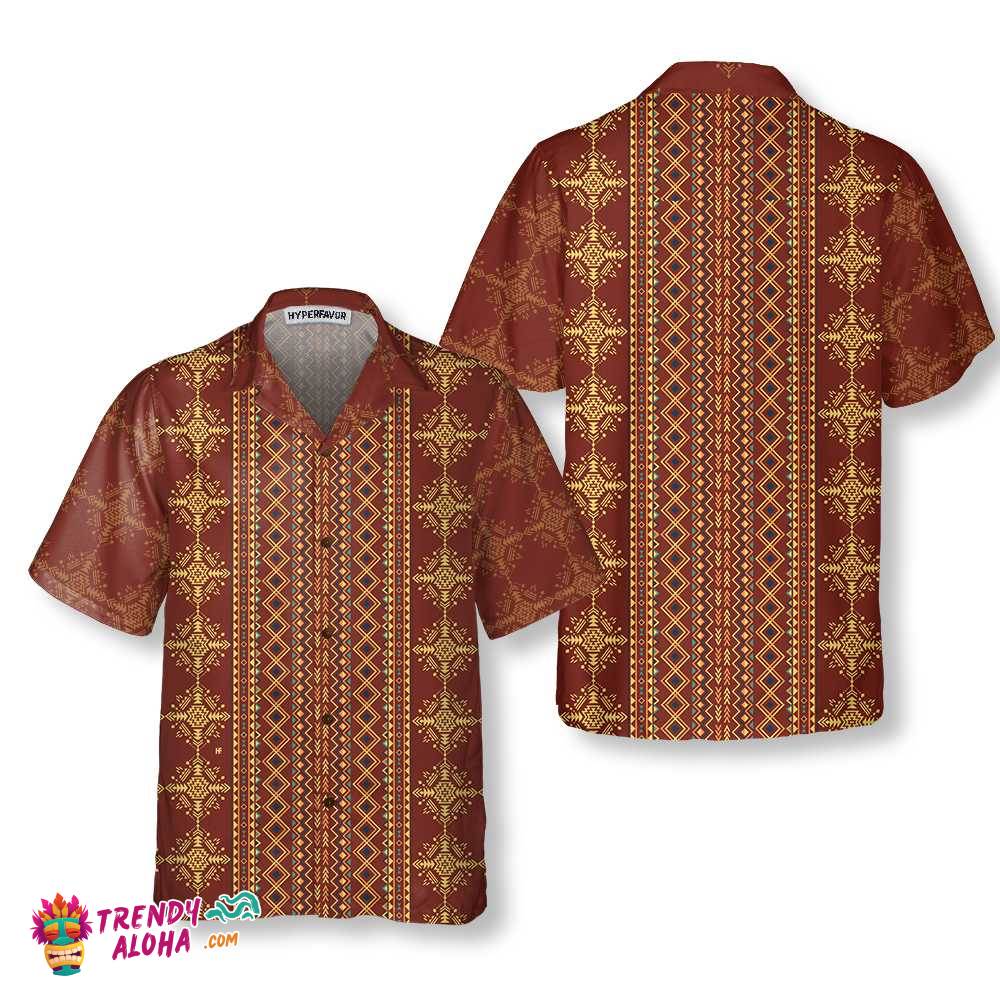 Aztec Geometric Vintage Pattern Native American Hawaiian Shirt, Cool Native American Indian Shirt