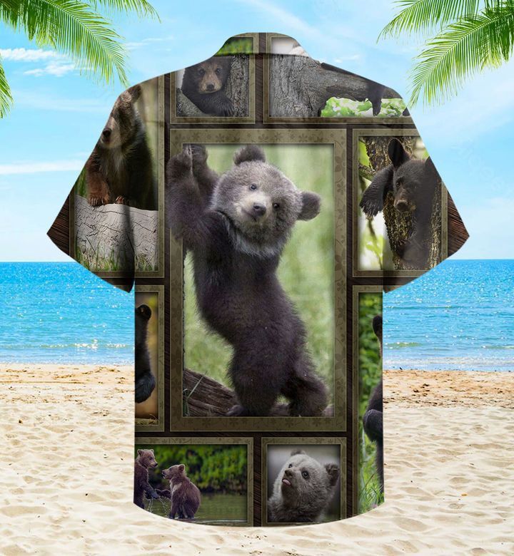 Baby Bear 3D Pictures Green Brown Trendy Hawaiian Shirt 3D Summer Gifts