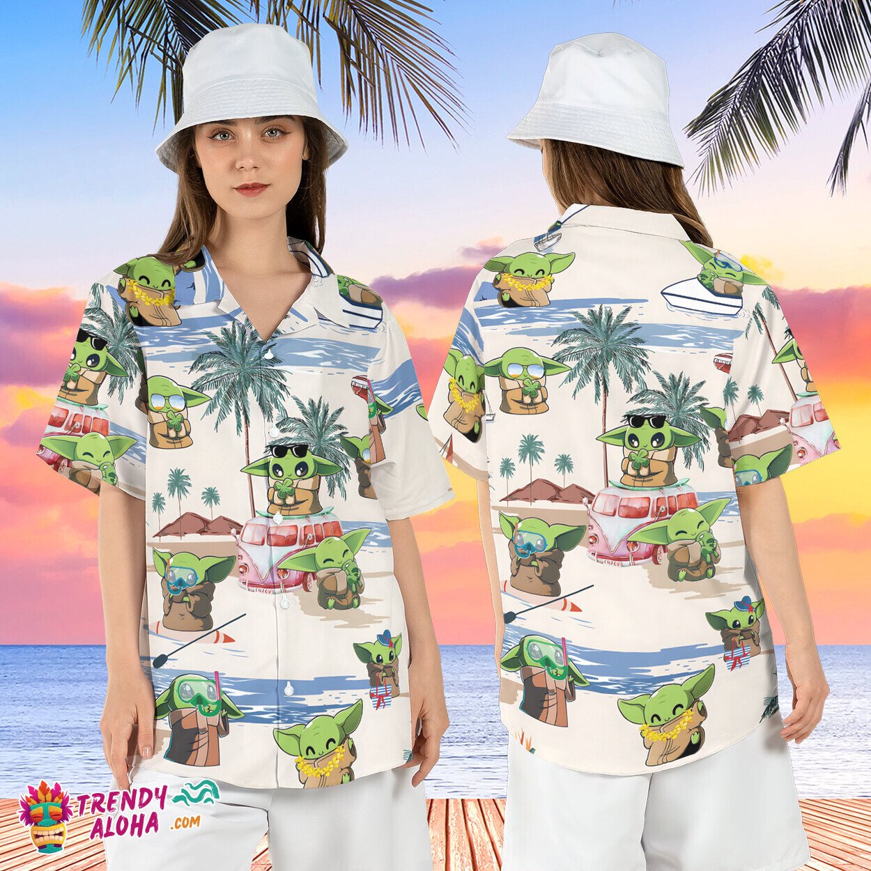 Baby Yoda Summer Star Wars Mandalorian Child Beach Aloha Shirt