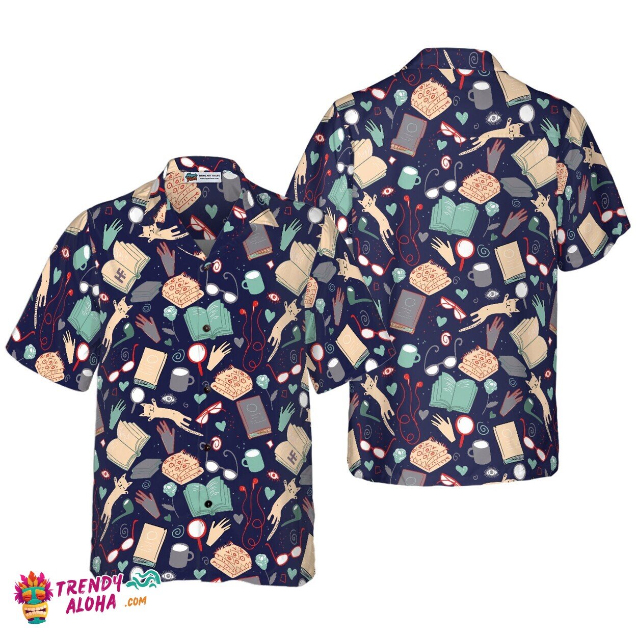 Back to School Book Themed Teachers Retro Hawaiian Shirt