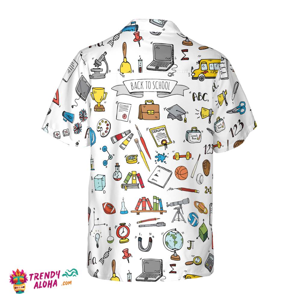 Back To School Hand Drawn Doodle Style School Hawaiian Shirt