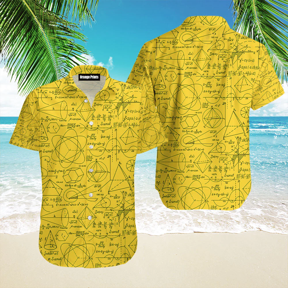 Back To School Math Education Pattern Yellow Hawaiian Shirt