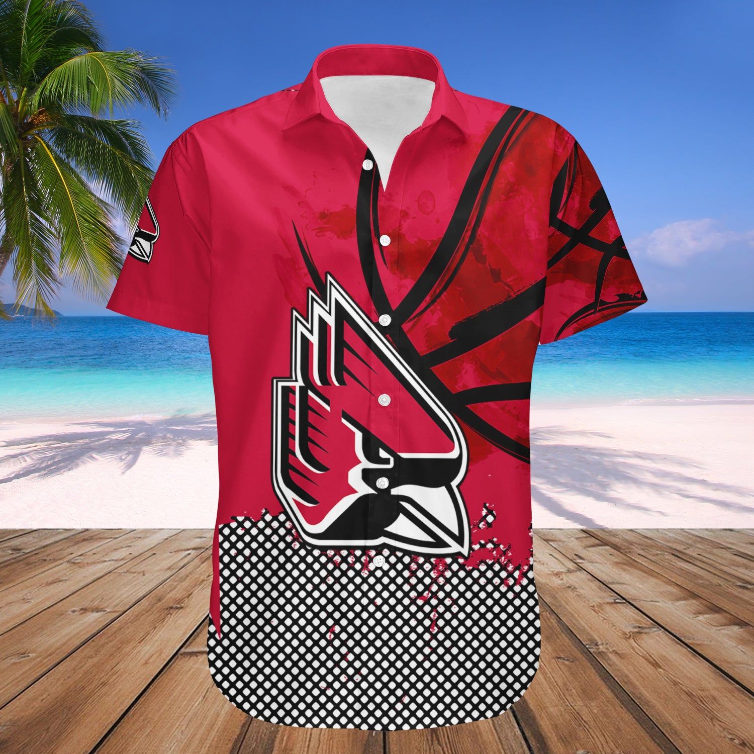 Ball State Cardinals Hawaii Shirt Basketball Net Grunge Pattern – NCAA