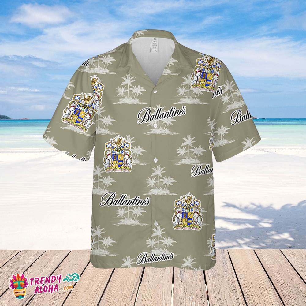 Ballantines Hawaiian Coconut Island Pattern Hawaiian Beer Lover Shirt, Classic Flowers Beer Aloha Shirt