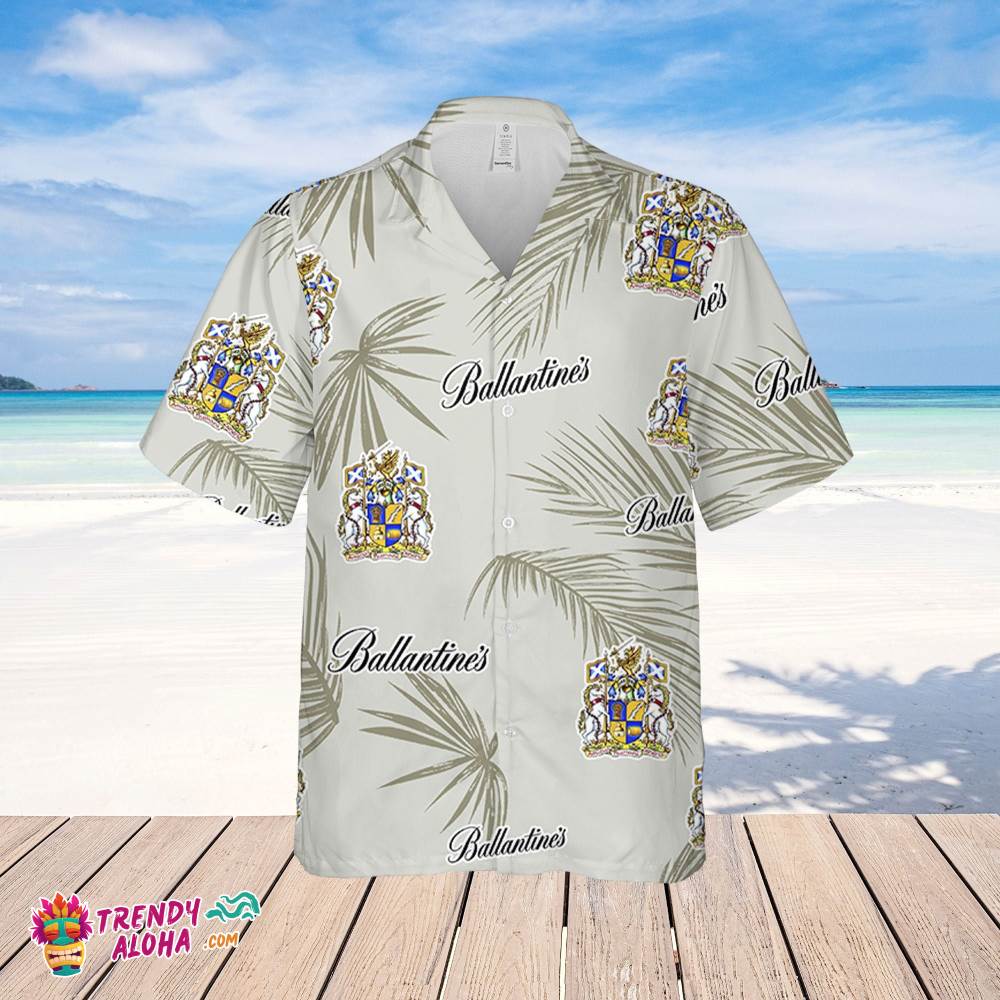Ballantines Hawaiian Palm Leaves Pattern Shirt, Beer Summer Party Hawaiian Shirt, Ballantines Beer Shirt