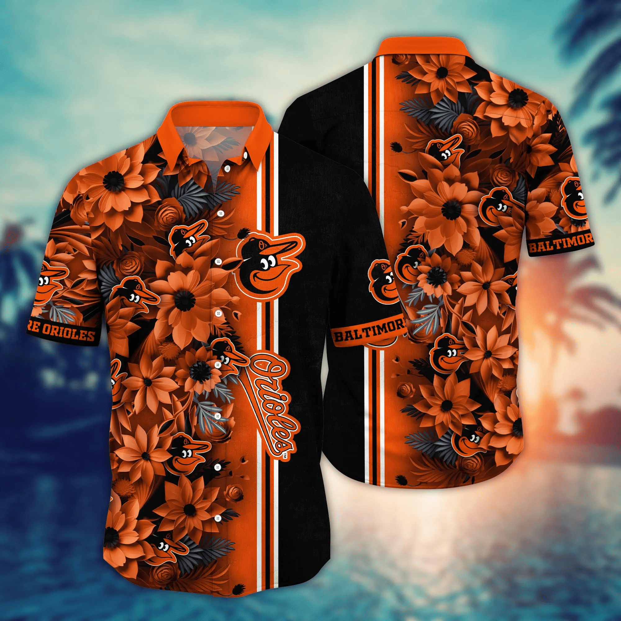 Baltimore Orioles MLB Hawaiian Shirt Custom Sundown Aloha Shirt Baltimore Orioles MLB Hawaiian Shirt Custom Sundown Aloha Shirt