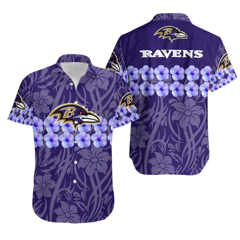 Baltimore Ravens Flower And Logo Hawaii Shirt And Shorts Summer Collection Trendy Aloha