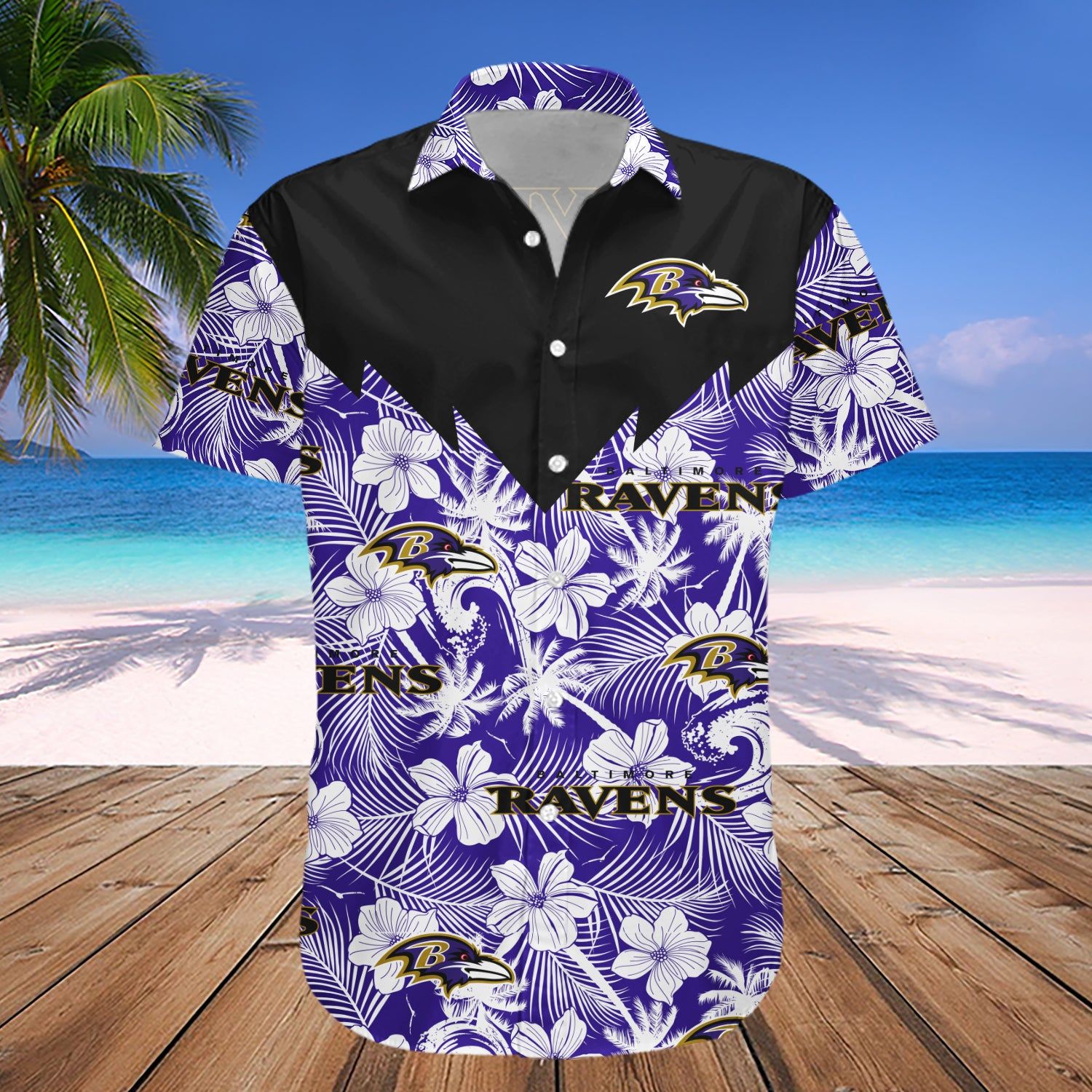 Baltimore Ravens Hawaii Shirt Tropical Seamless- NFL