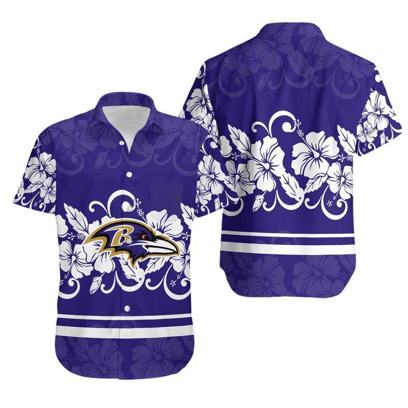Baltimore Ravens Hibiscus Flowers Hawaii Shirt And Shorts Summer Collection Trendy Aloha