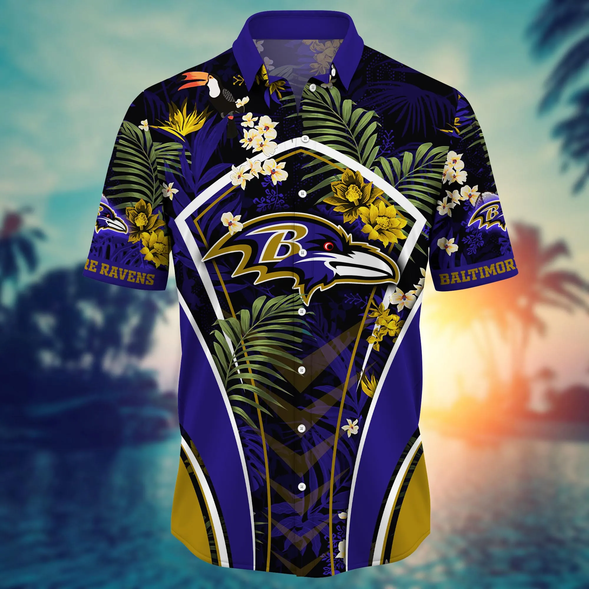 Baltimore Ravens NFL Hawaiian Shirt Sun-Up Aloha Shirt