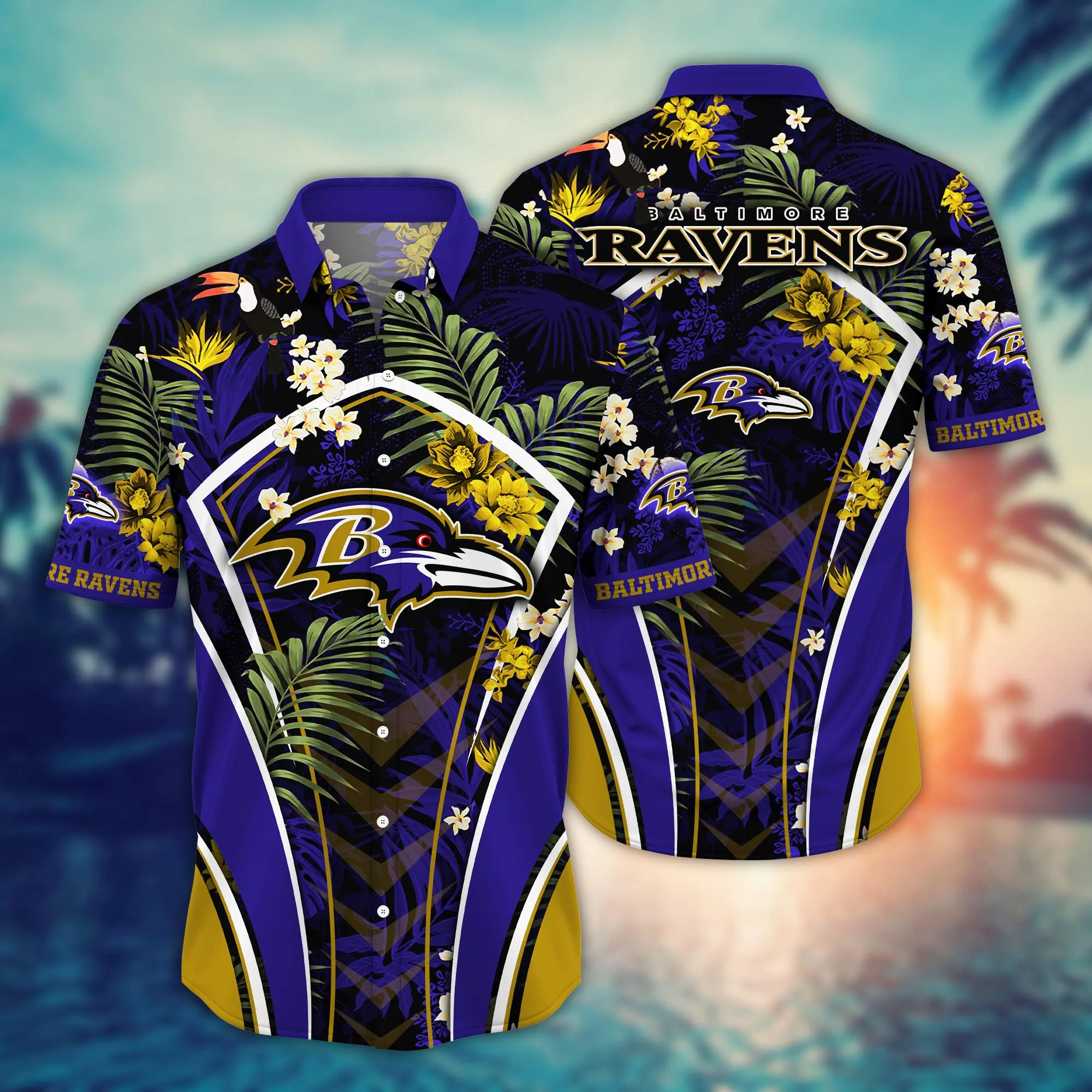 Baltimore Ravens NFL Hawaiian Shirt Sun-Up Aloha Shirt Baltimore Ravens NFL Hawaiian Shirt Sun-Up Aloha Shirt