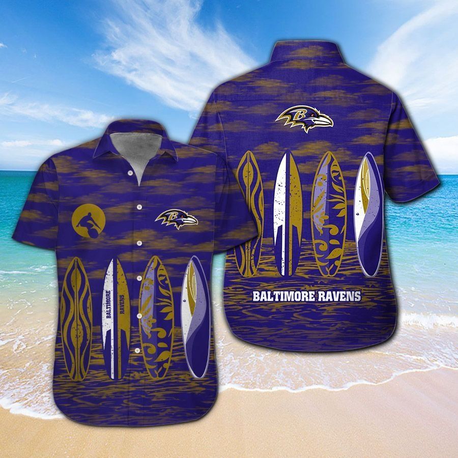 Baltimore Ravens Short Sleeve Shirt Hawaiian Tropical Exclusive Design