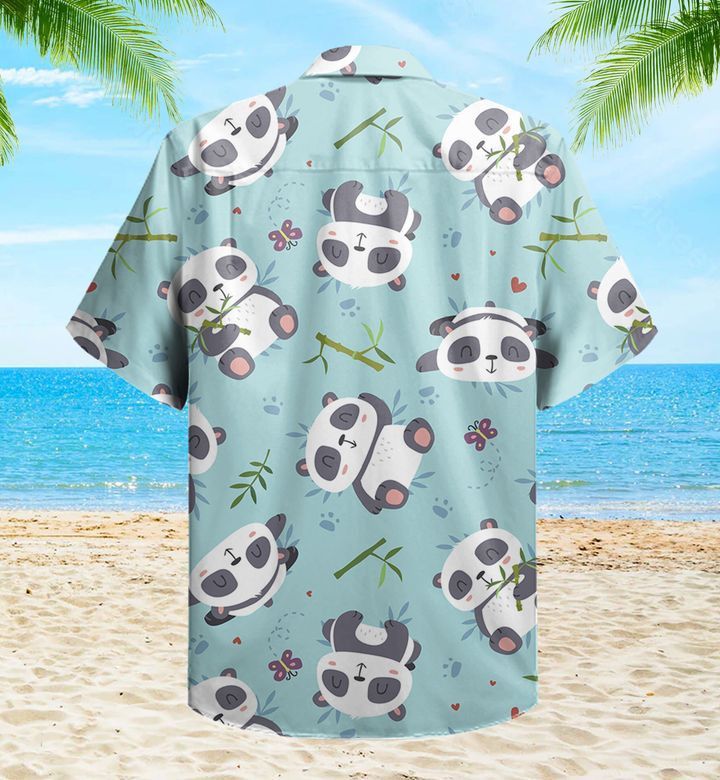 Bamboo Mint Panda Blue Trendy Hawaiian Shirt 3D, Panda Green Tropical Leaves Trendy Hawaiian Shirt, Panda Lover Trendy Hawaiian Shirt For