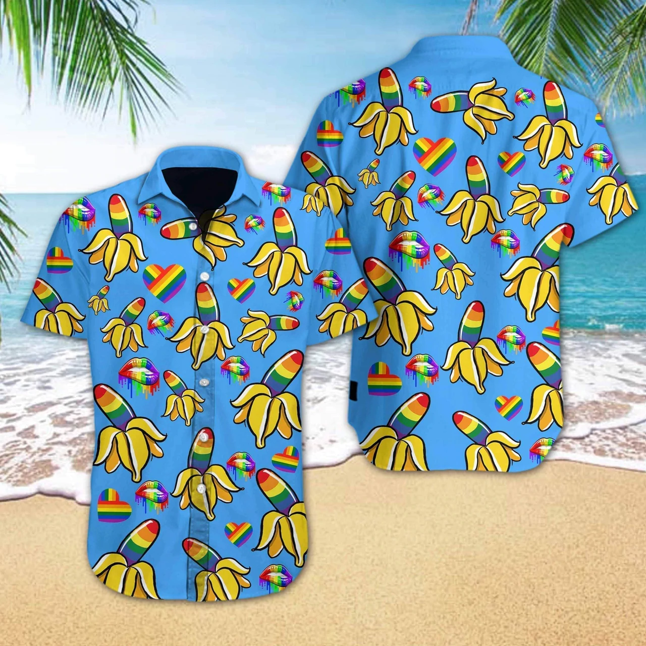 Banana Hawaiian Shirts, Lgbt Banana Hawaiian Shirt, Rainbow Banana Hawaiian Shirt
