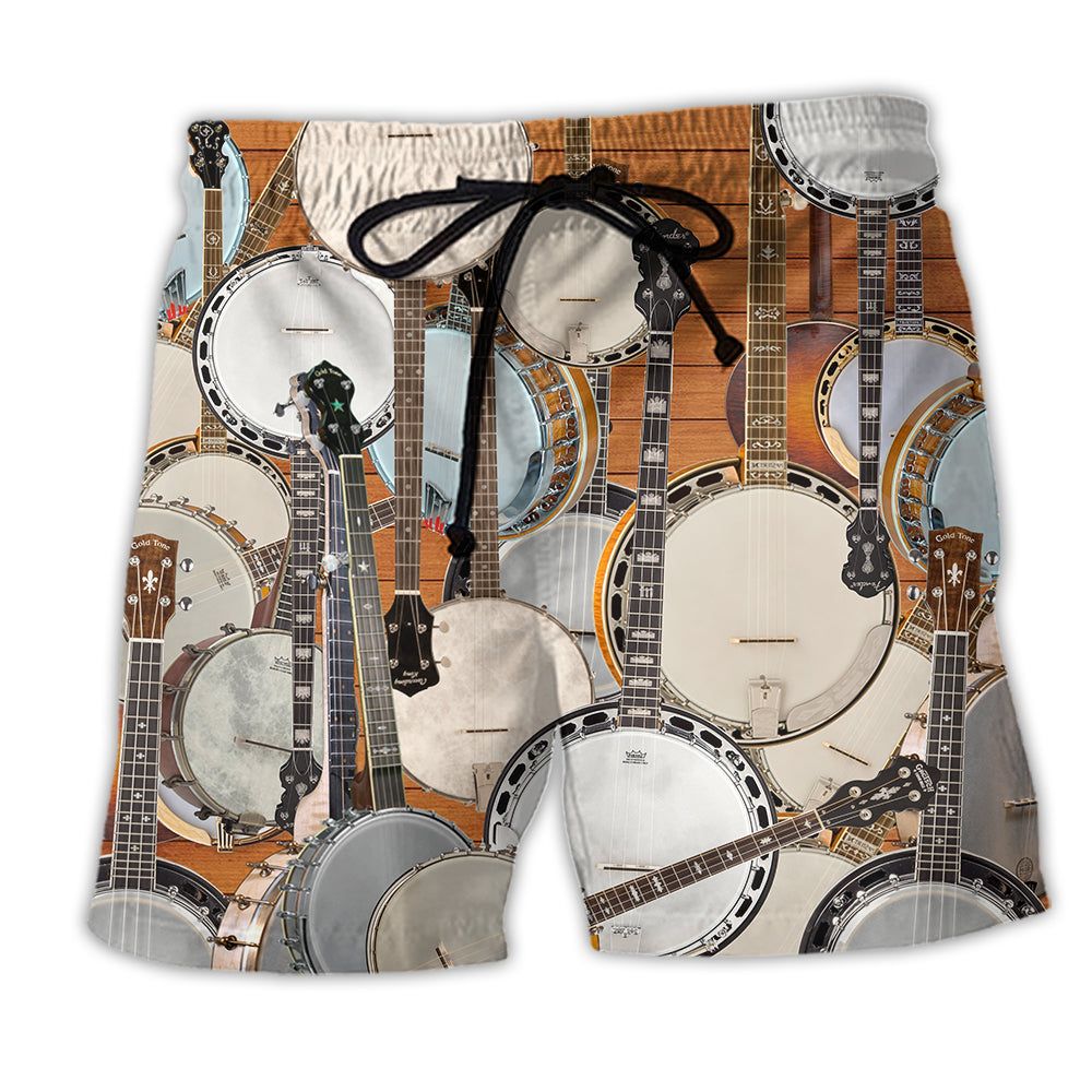 Banjo Music Love Life Style Trendy Aloha Hawaiian Beach Shorts Banjo Music Love Life Style Trendy Aloha Hawaiian Beach Shorts