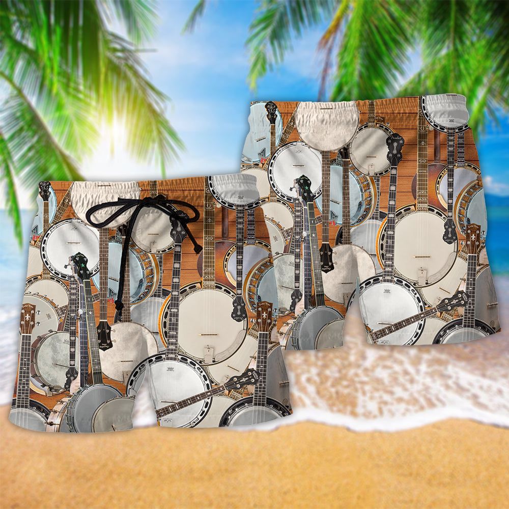 Banjo Music Love Life Style Trendy Aloha Hawaiian Beach Shorts