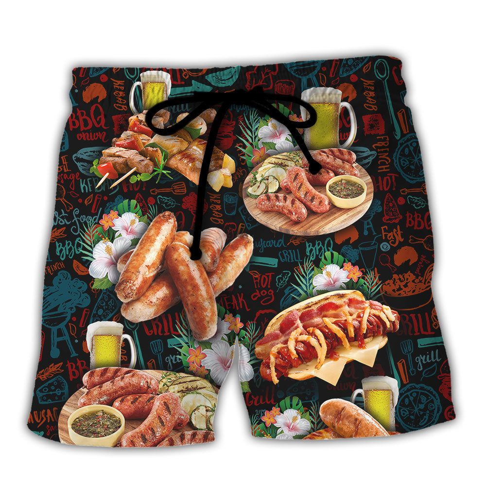 Barbecue Food A Cow A Pig And A Chicken Walk Into A Bar B Q The End Trendy Aloha Hawaiian Beach Shorts Barbecue Food A Cow A Pig And A Chicken Walk Into A Bar B Q The End Trendy Aloha Hawaiian Beach Shorts