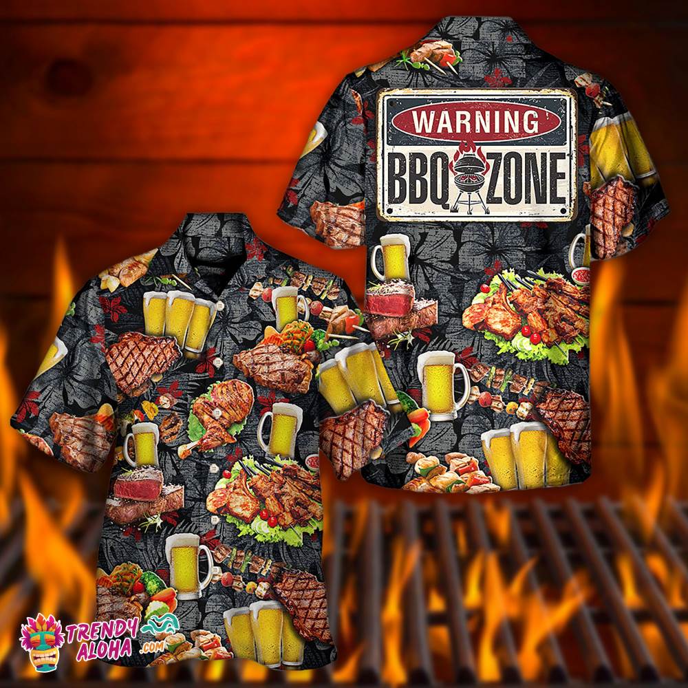 Barbecue Food Meat Bbq Warning Bbq Zone – Hawaiian Shirt