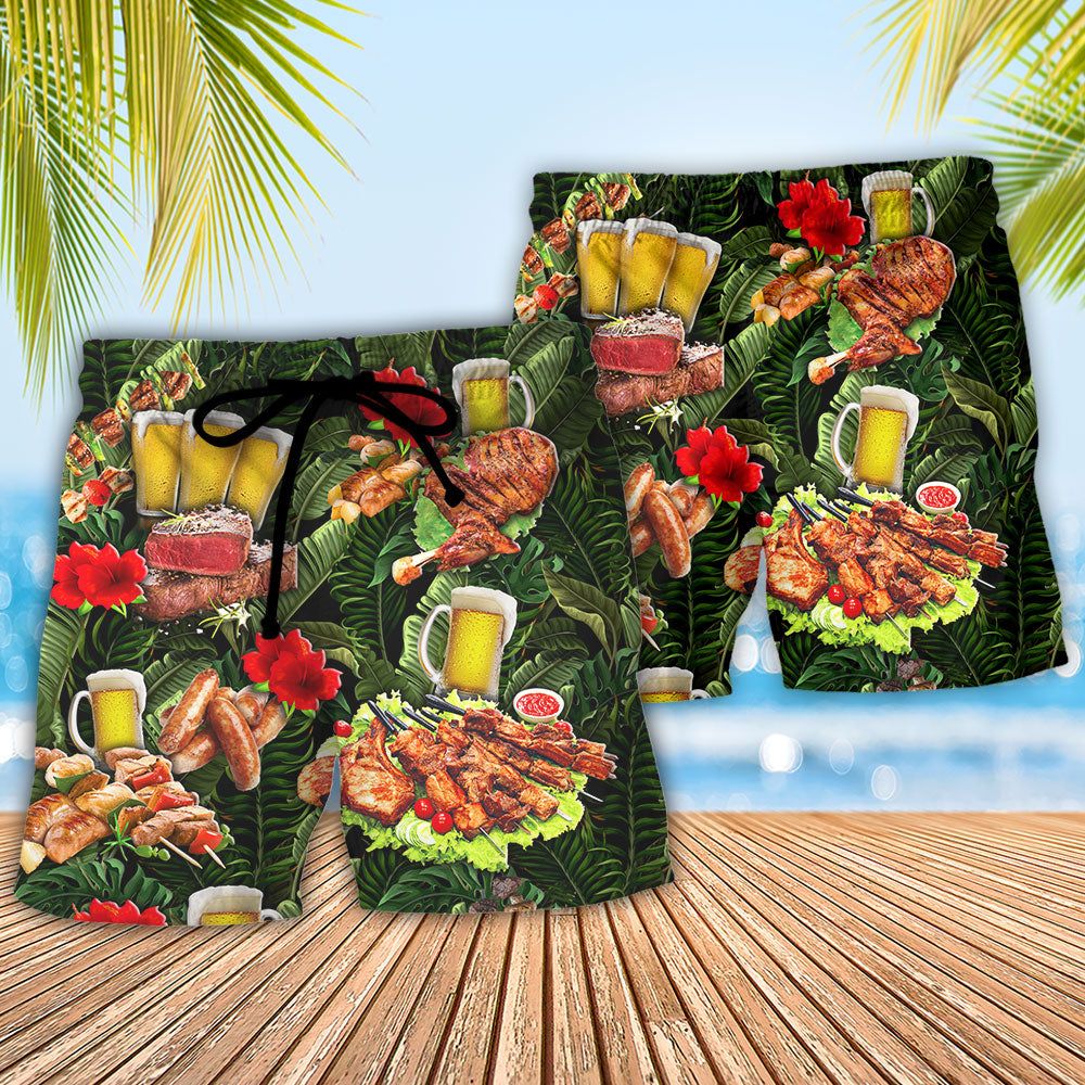Barbecue Funny Bbq Beer Once You Put My Meat In Your Mouth You’Re Going To Want To Swallow Trendy Aloha Hawaiian Beach Shorts
