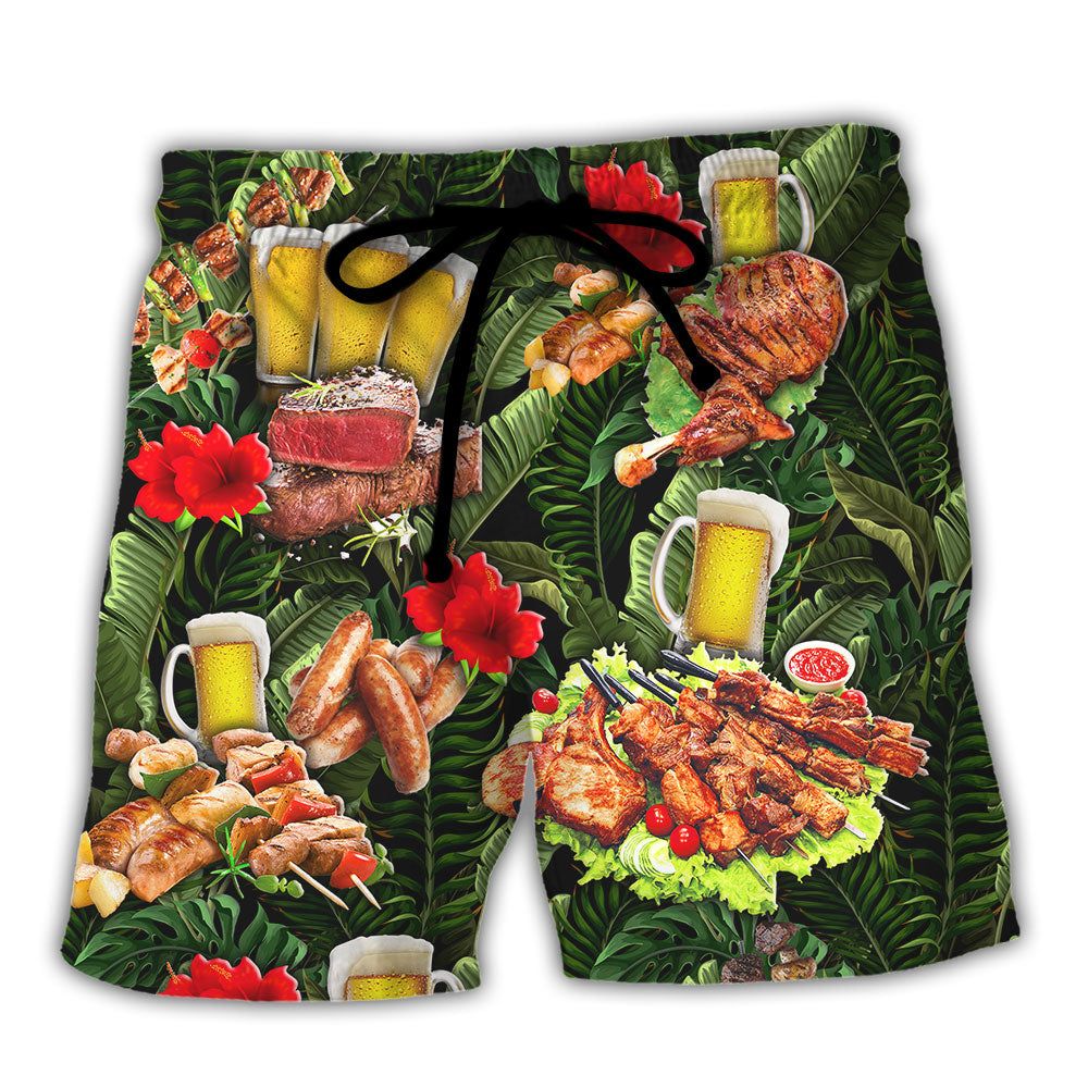 Barbecue Funny Bbq Beer Once You Put My Meat In Your Mouth You’Re Going To Want To Swallow Trendy Aloha Hawaiian Beach Shorts