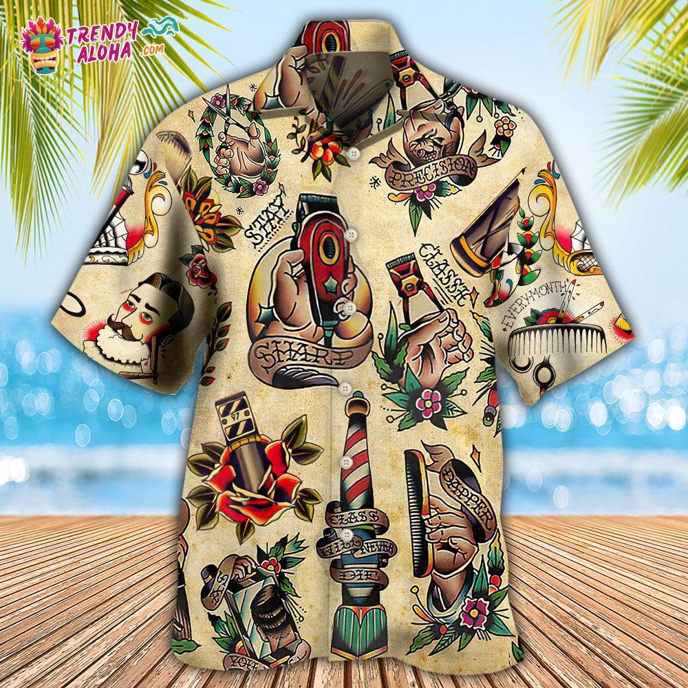Barber Born Sharp Stay Sharp Hawaiian Shirt – Trendy Aloha
