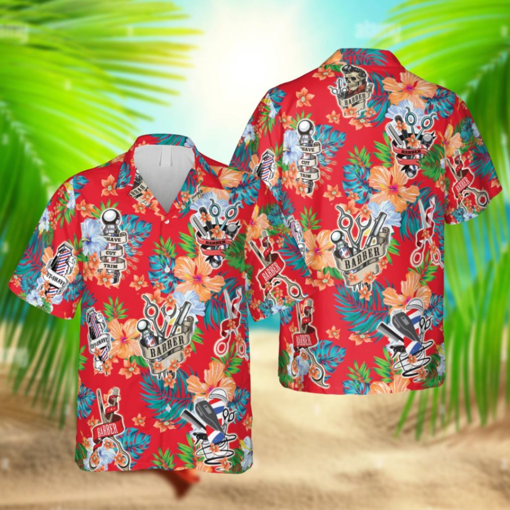 Barber Red Trendy Hawaiian Shirt, Tropical Shirt, Gift For Him