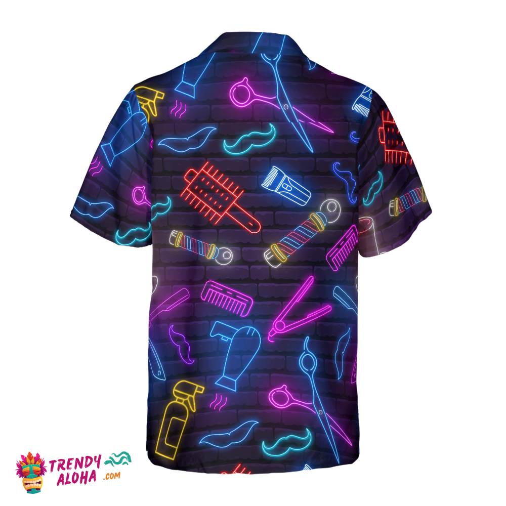 Barber Shop Neon Hawaiian Shirt