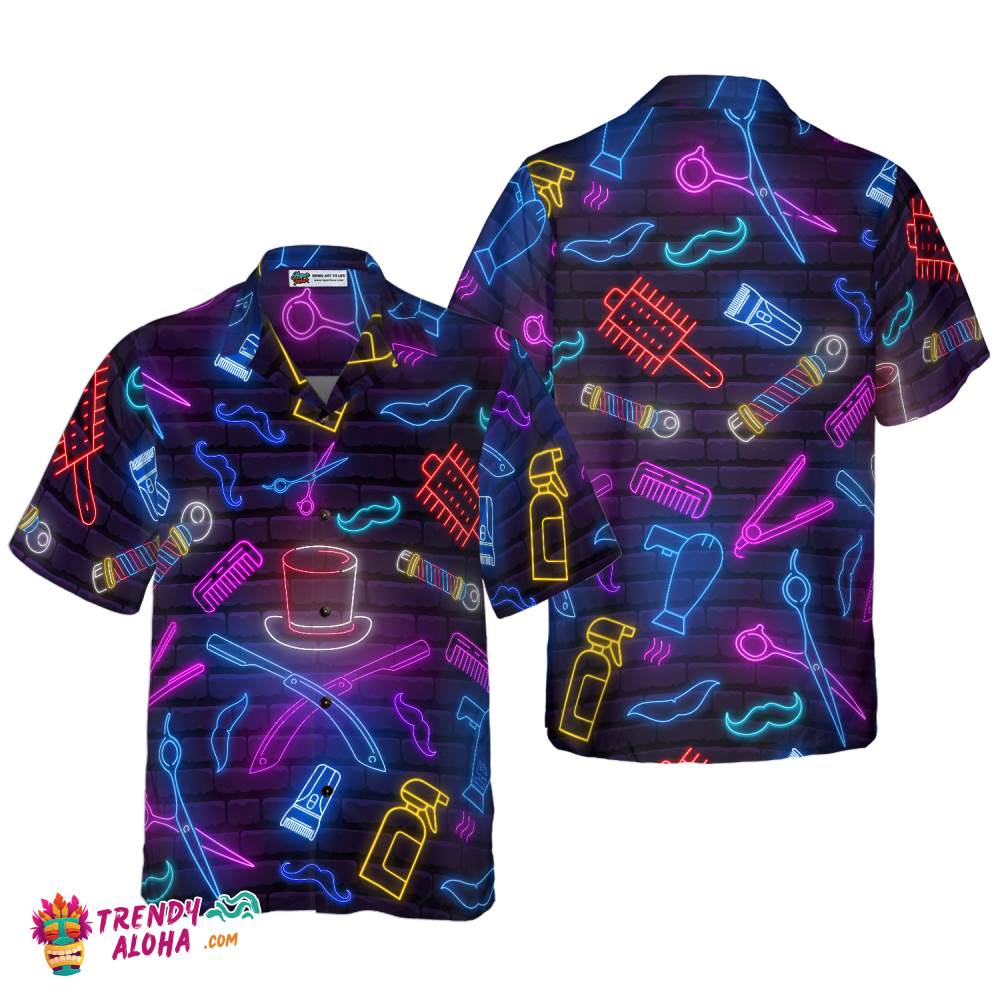 Barber Shop Neon Hawaiian Shirt Barber Shop Neon Hawaiian Shirt