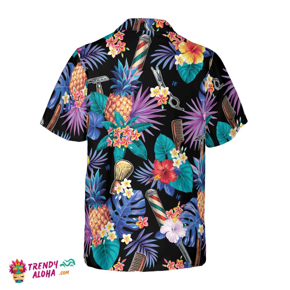 Barber Tools & The Tropical Leaves Hawaiian Shirt
