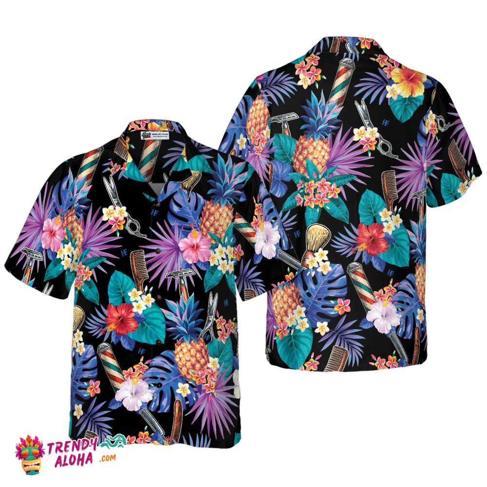 Barber Tools & The Tropical Leaves Hawaiian Shirt Barber Tools & The Tropical Leaves Hawaiian Shirt