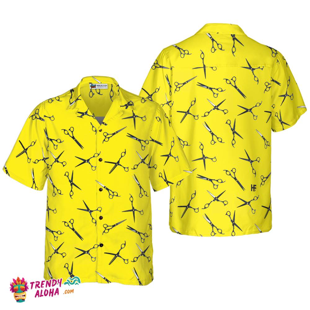 Barber Yellow Scissors For Professional Barber Hawaiian Shirt Barber Yellow Scissors For Professional Barber Hawaiian Shirt