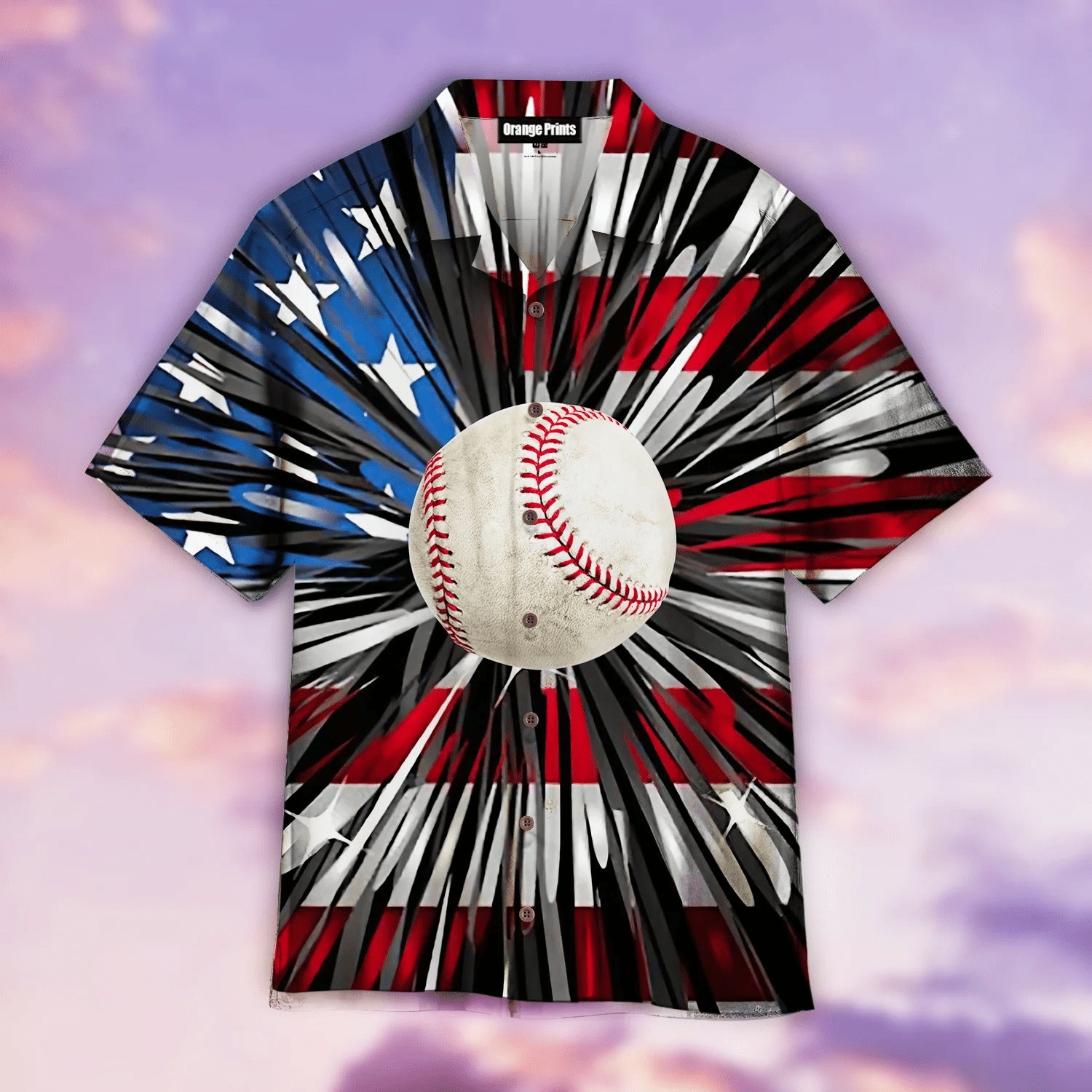 Baseball American Flag Hawaiian Shirt For