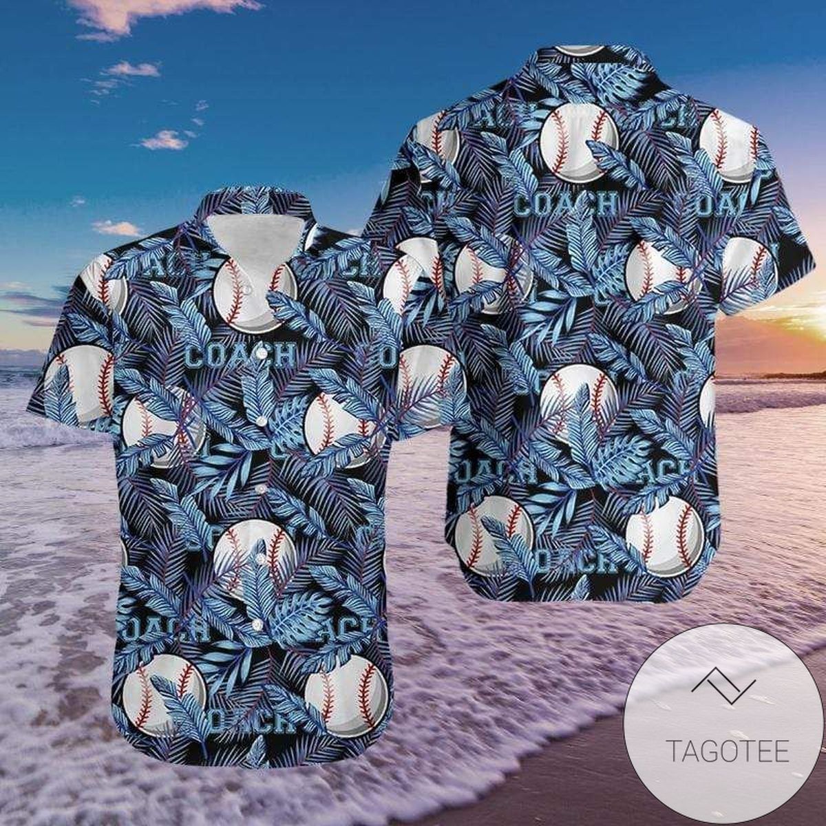 Baseball Coach Design in Vivid Blue Hawaiian Shirt Perfect Wear