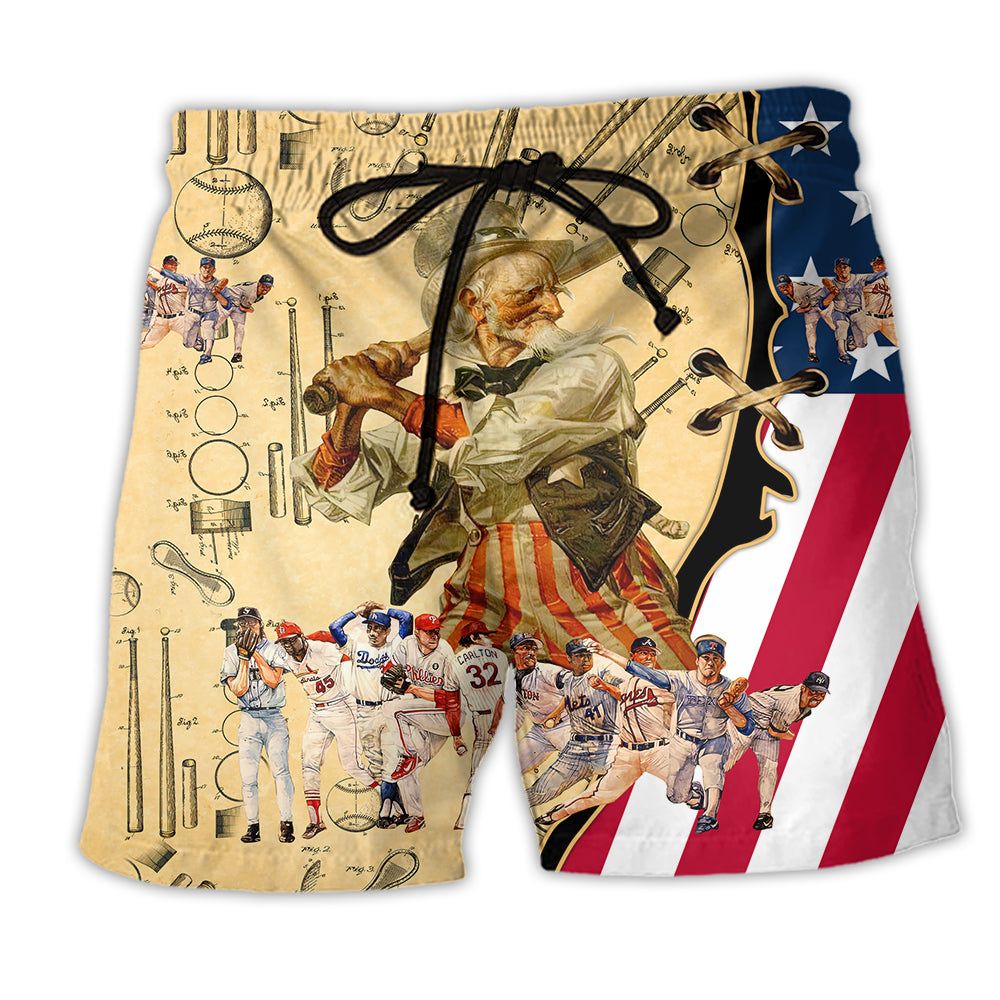 Baseball Is More Than A Game America Trendy Aloha Hawaiian Beach Shorts