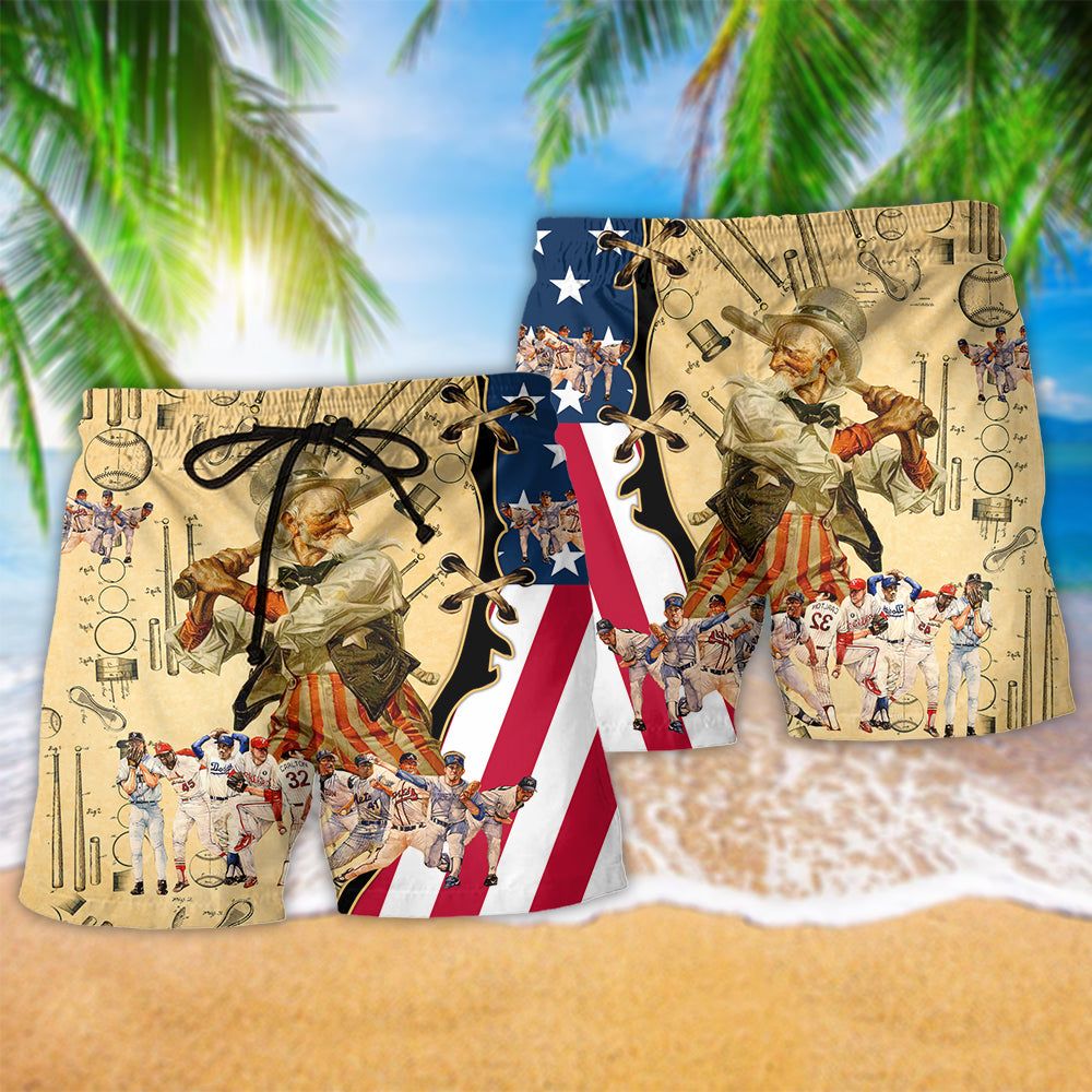 Baseball Is More Than A Game America Trendy Aloha Hawaiian Beach Shorts