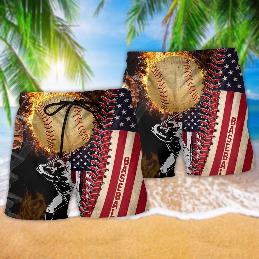 Baseball Nothing More American Than Baseball Trendy Aloha Hawaiian Beach Shorts