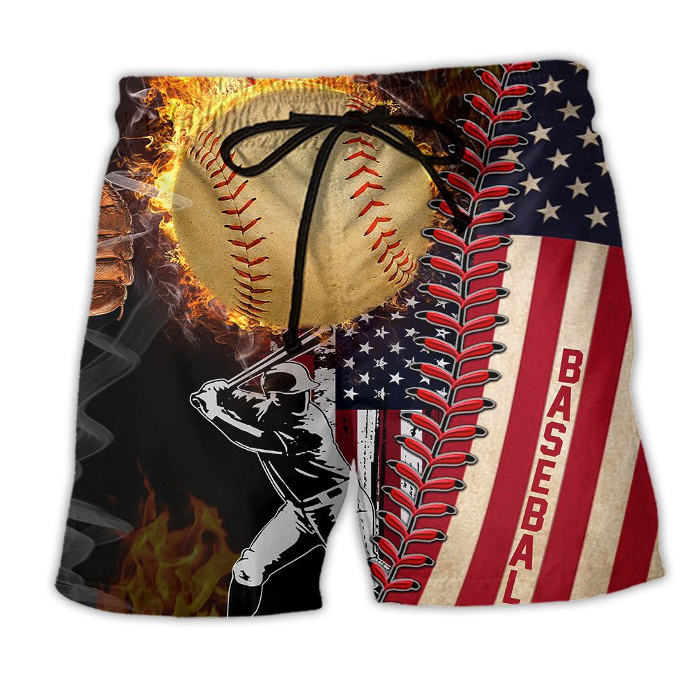 Baseball Nothing More American Than Baseball Trendy Aloha Hawaiian Beach Shorts