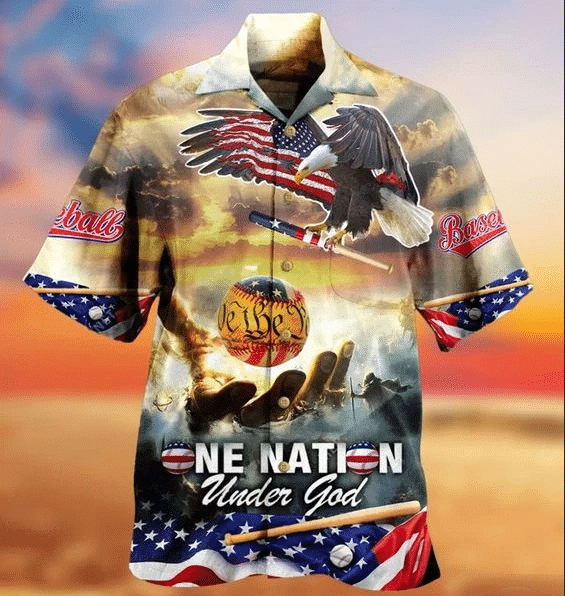Baseball One Nation Under God Hawaiian Shirt