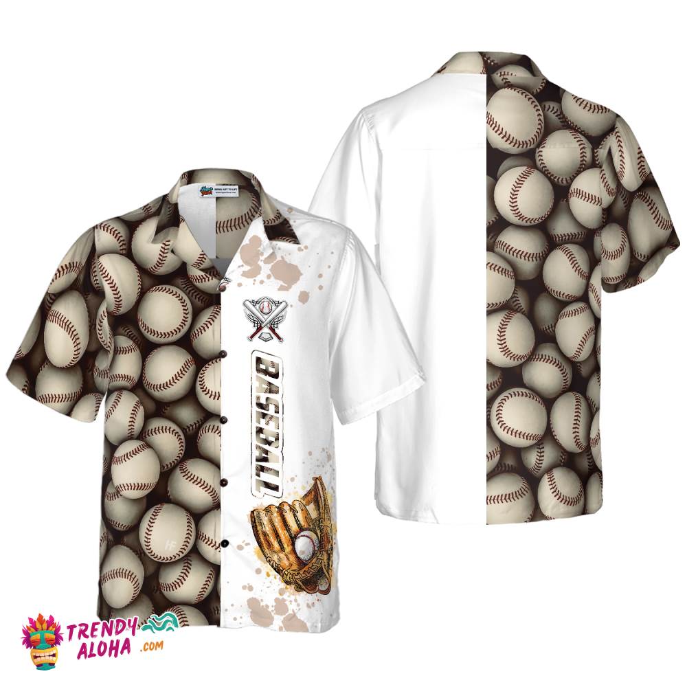 Baseball Pattern And Logo Hawaiian Shirt